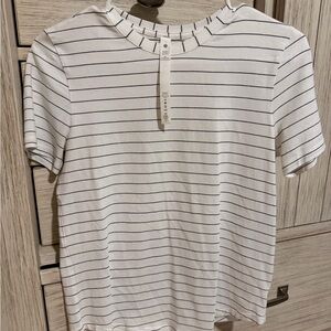 lululemon athletica White and Black Striped Tee